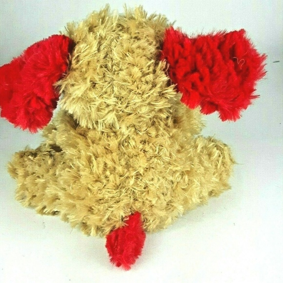8″ Plush Puppy Dog Brown Red Heart Ears - Picture 4 of 8